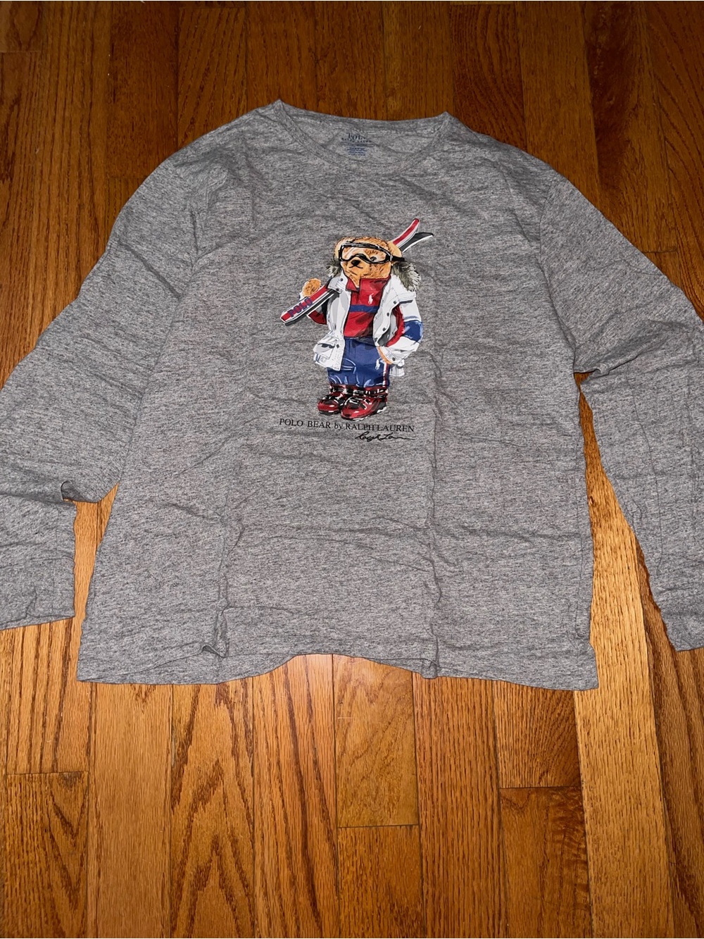 Ralph Lauren Heather Gray Logo Long Sleeve Tee
